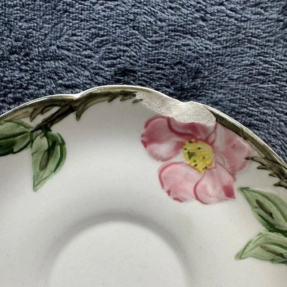 Franciscan Desert Rose Floral Ceramic Saucer 6 in Round Made in California USA